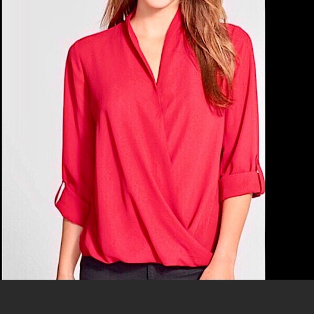 Pleione Anthropologie Red Long Sleeve Top size M